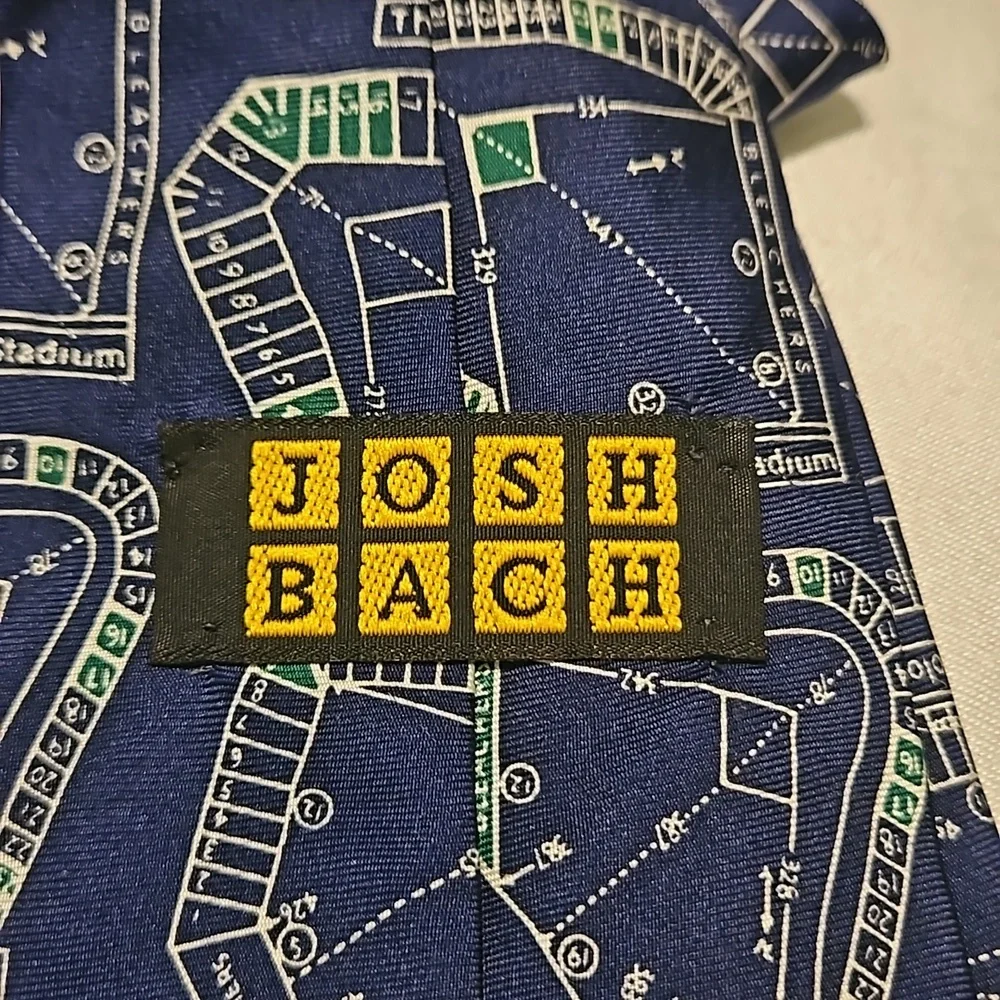 Josh Bach 100% Silk Blue Neck Tie Major League Old Ballparks Baseball Stadiums - Picture 5 of 5